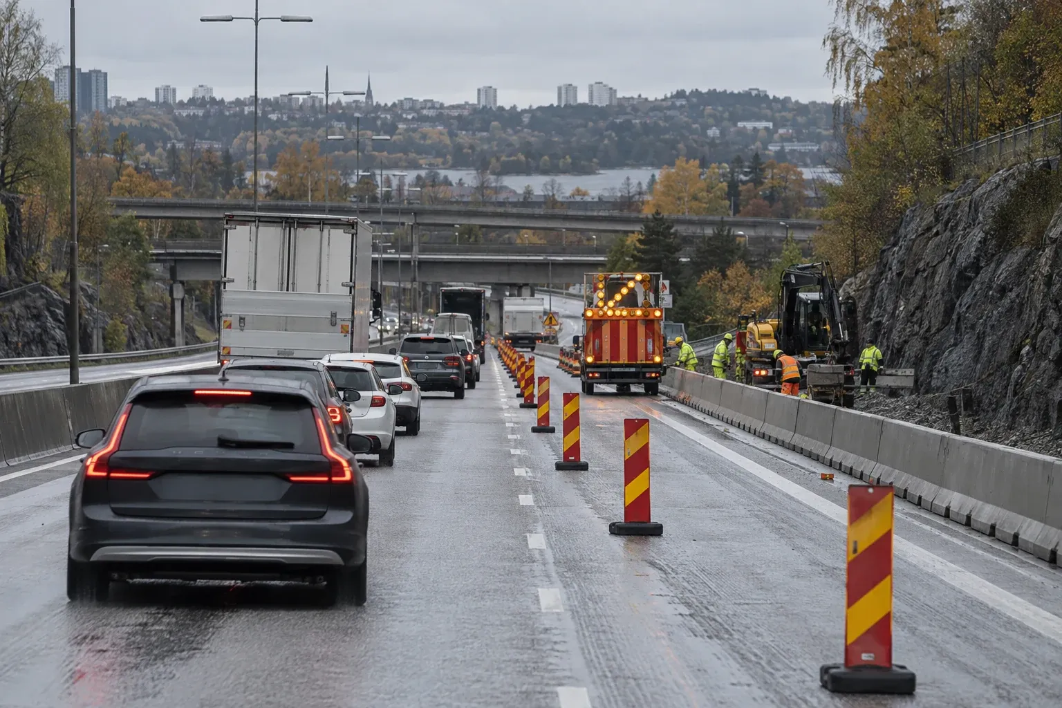Redaktionell illustration till Underhållsarbete påverkar E4 vid Hallunda